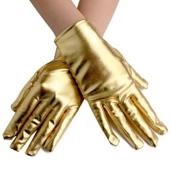 short length faux leather dancing show gloves